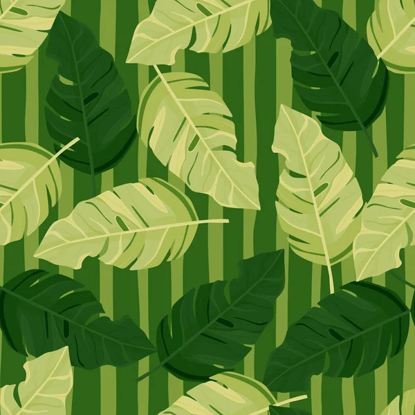 夏威夷启发的模式 时尚异国情调 棕榈树 绿树成荫的墙纸 摘要背景植物园 美丽的图案 矢量图解 热带天堂 — 图库矢量图片