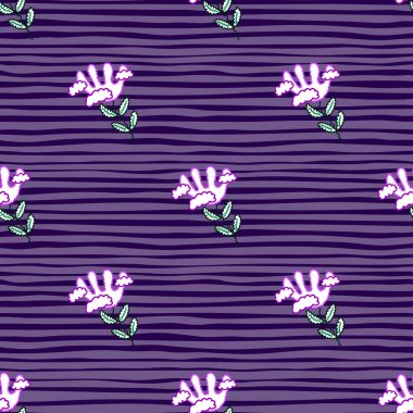 Sevimli, sıra dışı bir çiçek ve bulutsuz bir desen. Basit stilize çiçek arkaplanı. Kumaş tasarımı, tekstil baskısı, ambalaj kağıdı, kapak için. Vektör illüstrasyonu