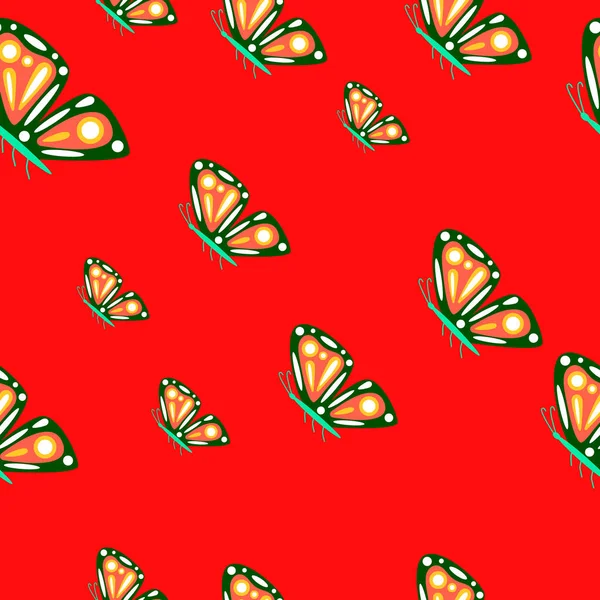 Einfaches Stilisiertes Nahtloses Mottenmuster Schmetterlinge Tapete Fliegender Insektenabdruck Design Für — Stockvektor