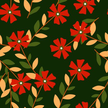 Şirin stilize edilmiş, dikişsiz çiçek deseni. Dekoratif saf botanik arka planı. Kumaş, tekstil baskısı, ambalaj kağıdı, kapak, poster tasarımı. Vektör illüstrasyonu