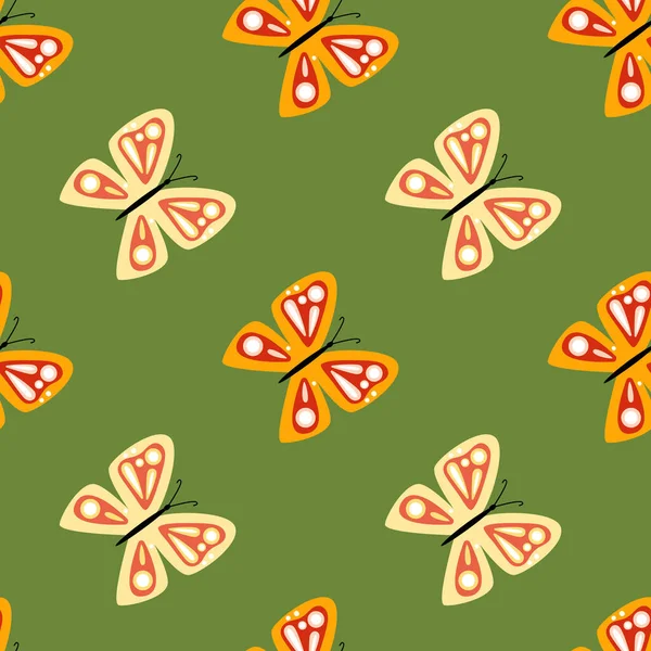 简单造型的蝴蝶无缝图案 飞虫打印 面料设计 纺织品印花 包装纸 矢量说明 — 图库矢量图片