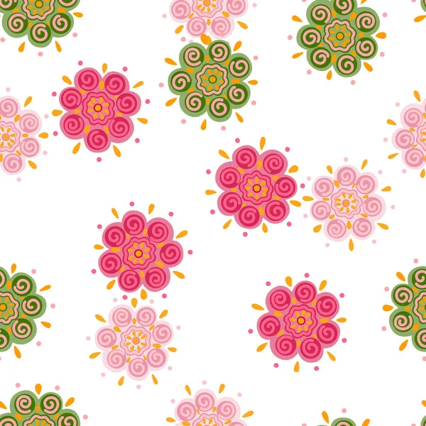 抽象民族芽の花のシームレスなパターン スタイルの花の植物の壁紙 生地デザイン テキスタイルプリント 包装紙 カバー用 ベクターイラスト — ストックベクタ