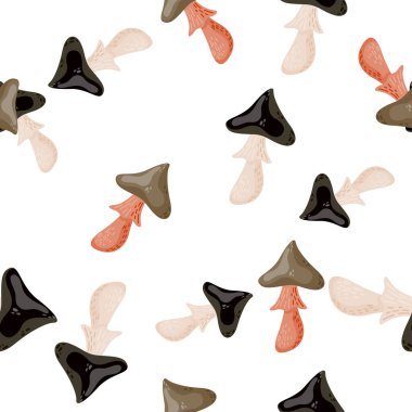 Psikedelik mantarlar kusursuz desen. Sihirli sinek agarik duvar kağıdı. Baskı, tekstil, kumaş, moda, iç mekan ve ambalaj kağıdı için tasarlandı. Vektör illüstrasyonu