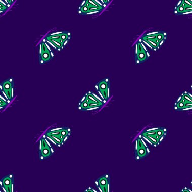 Basit stilize edilmiş güve pürüzsüz desen. Kelebekler duvar kağıdı. Uçan böcek izi. Kumaş, tekstil baskısı, ambalaj kağıdı, kapak, poster tasarımı. Vektör illüstrasyonu