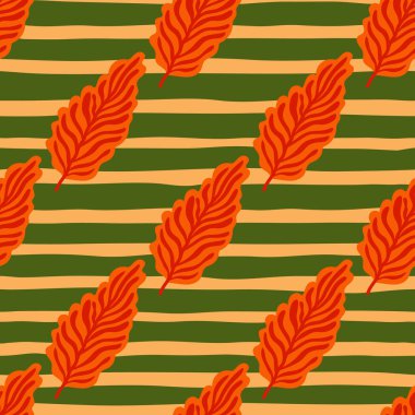 Soyut sonbahar yaprakları pürüzsüz bir desen bırakır. Basit bir botanik yaprak geçmişi. Kumaş tasarımı, tekstil baskısı, ambalaj için geçmişe dönük dekoratif zemin. Vektör illüstrasyonu