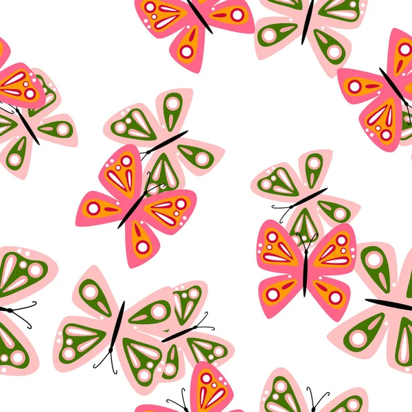 Jednoduchý Stylizovaný Motýlí Vzor Otisk Létajícího Hmyzu Design Pro Textil — Stockový vektor