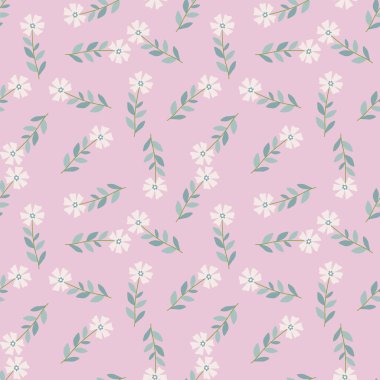 Şirin stilize edilmiş, dikişsiz çiçek deseni. Dekoratif saf botanik arka planı. Kumaş, tekstil baskısı, ambalaj kağıdı, kapak, poster tasarımı. Vektör illüstrasyonu