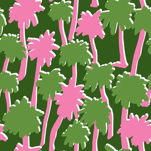 Motif Tropical Créatif Sans Couture Avec Palmier Feuilles Exotiques Fond — Image vectorielle