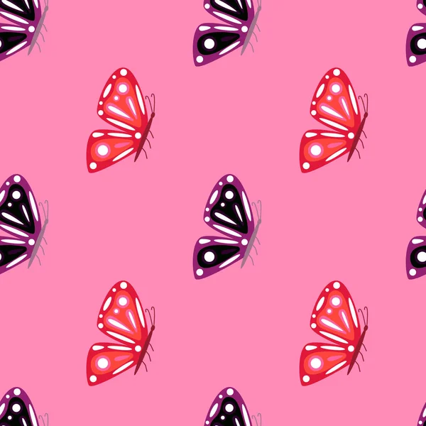 Einfaches Stilisiertes Nahtloses Mottenmuster Schmetterlinge Tapete Fliegender Insektenabdruck Design Für — Stockvektor