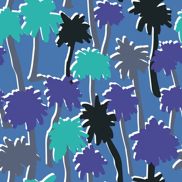 Motif Tropical Créatif Sans Couture Avec Palmier Fond Floral Été — Image vectorielle