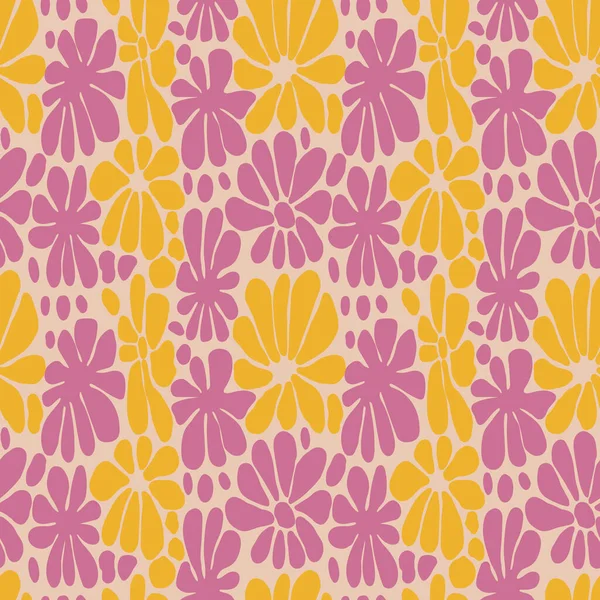 Yaratıcı çiçekler kusursuz desen. Retro moda çiçekli arka plan. Soyut stil botanik duvar kağıdı. Kumaş, tekstil baskısı, ambalaj kağıdı, moda, iç mekan, kapak, illüstrasyon için tasarım