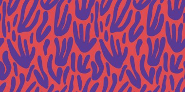 Yaratıcı soyut organik şekilli, pürüzsüz desen. Matisse dekorasyon duvar kağıdına ilham verdi. Çiçek arkaplanı. Botanik geçmişi. Kumaş, tekstil baskısı, yüzey, ambalaj, kapak için Doodle tarzı tasarım