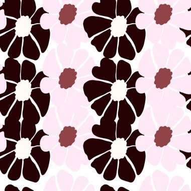 Retro moda çiçekleri pürüzsüz desen. Klasik çiçek arkaplanı. Soyut stil botanik duvar kağıdı. Kumaş, tekstil baskısı, ambalaj kağıdı, moda, iç mekan, kapak, illüstrasyon için tasarım