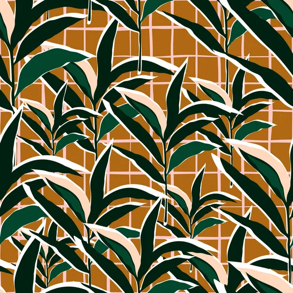 Стилизованные Обои Тропических Пальмовых Листьев Листья Пальм Джунглей Бесшовные Дизайн — стоковый вектор