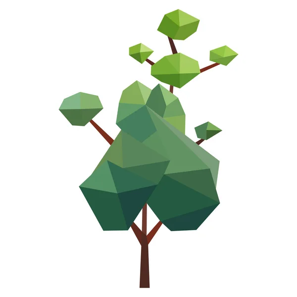 Icono Árbol Poli Bajo Abstracto Aislado Bosque Geométrico Estilo Poligonal — Vector de stock