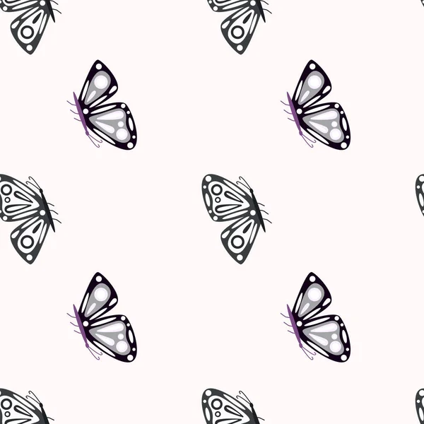 Simple Stylized Moth Seamless Pattern Butterflies Wallpaper Flying Insect Print — Stock Vector