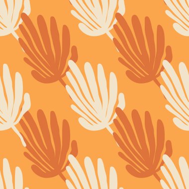 Basit organik şekilli, kusursuz desen. Tropik yapraklar arka planda. Matisse dekorasyon duvar kağıdına ilham verdi. Çiçek arkaplanı. Kumaş, tekstil baskısı, yüzey, ambalaj, kapak için tasarım.