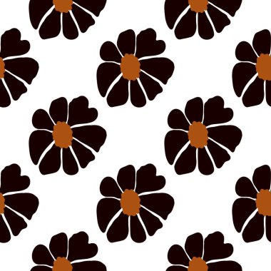 Retro moda çiçekleri pürüzsüz desen. Klasik çiçek arkaplanı. Soyut stil botanik duvar kağıdı. Kumaş, tekstil baskısı, ambalaj kağıdı, moda, iç mekan, kapak, illüstrasyon için tasarım