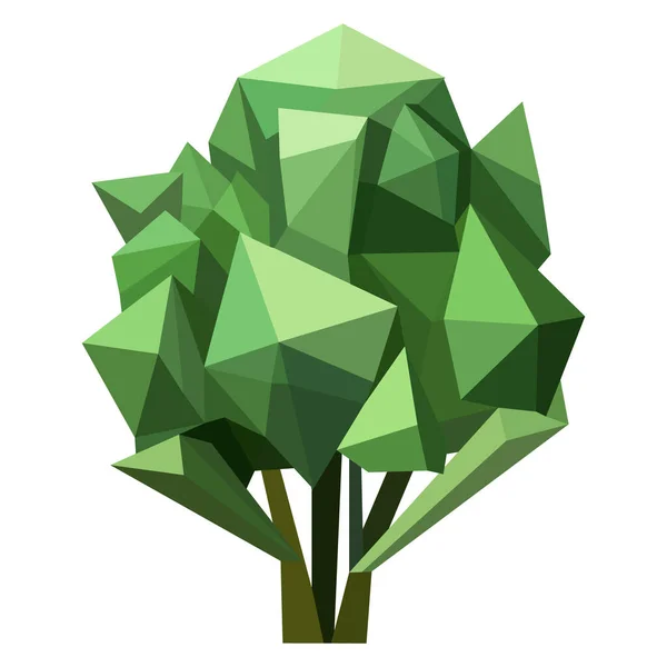 Icône Abstraite Basse Poly Arbre Isolé Style Polygonal Forêt Géométrique — Image vectorielle