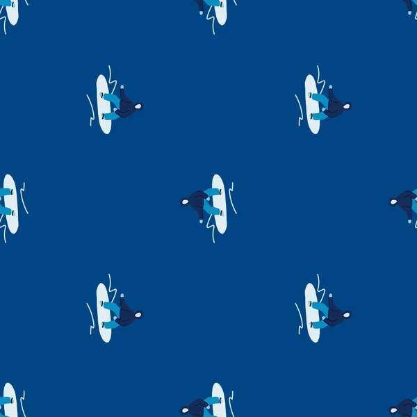 Сноубордисти Схилі Зимовий Спортивний Безшовний Візерунок Дизайну Тканини Текстильного Друку — стоковий вектор