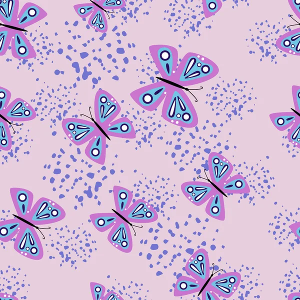Einfache Stilisierte Schmetterlinge Nahtloses Muster Fliegender Insektenabdruck Design Für Stoff — Stockvektor