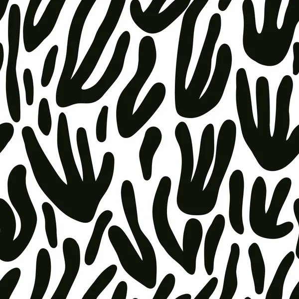 Monocromático Abstrato Forma Orgânica Padrão Sem Costura Matisse Inspirado Decoração —  Vetores de Stock