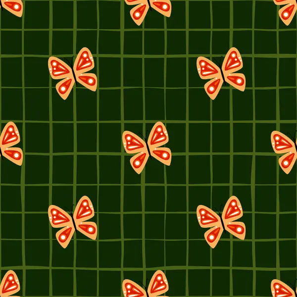 Простий Стилізований Візерунок Метеликів Безшовний Літаюча Комаха Друкує Дизайн Тканини — стоковий вектор