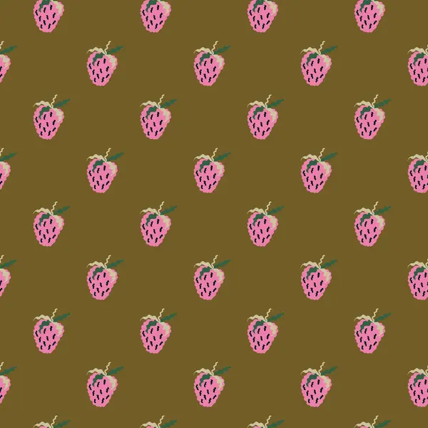 可愛いイチゴのシームレスパターン イチゴの無限の背景をかわす 手描きの果物壁紙 テキスタイルプリント 包装紙 キッチンテキスタイル カバーのためのデザイン ベクターイラスト — ストックベクタ