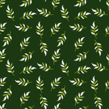 Organik yapraklar pürüzsüz. Basit bir tarz. Botanik geçmişi. Dekoratif orman yaprağı duvar kağıdı. Kumaş tasarımı, tekstil baskısı, ambalaj kağıdı, kapak için. Vektör illüstrasyonu