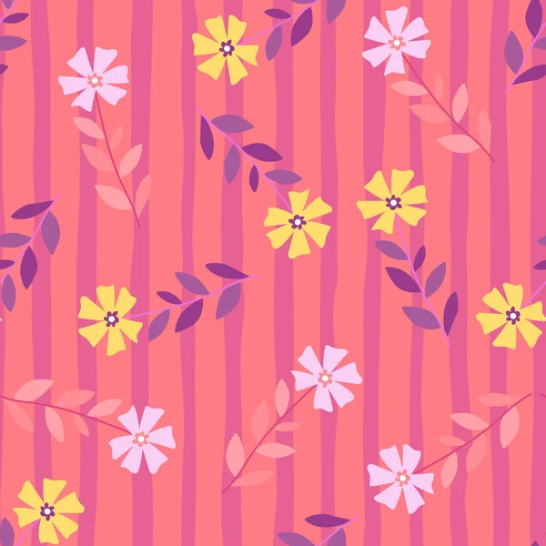 Şirin stilize edilmiş, dikişsiz çiçek deseni. Dekoratif saf botanik arka planı. Kumaş, tekstil baskısı, ambalaj kağıdı, kapak, poster tasarımı. Vektör illüstrasyonu