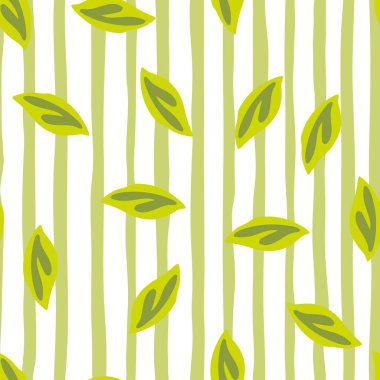 Yeşil yapraklı zarif vektör deseni. Yaz tekstil ürünleri, duvar kağıtları ve ambalaj kağıtları için idealdir. Sanat ve doğa harmanlama sanatı..