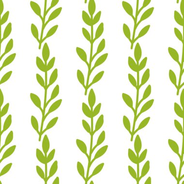 Zarif botanik duvar kâğıdında kusursuz bir yaprak ve çiçek deseni var. Bahar ve yaz modası, tekstil tasarımları ve dekoratif sanatlar için ideal.