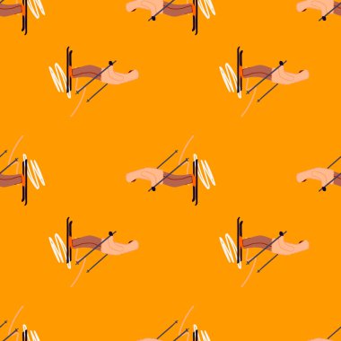 Kayakçıların beyaz bir zeminde, kayak yapmanın dinamik özünü yakalayan kusursuz bir şablon..