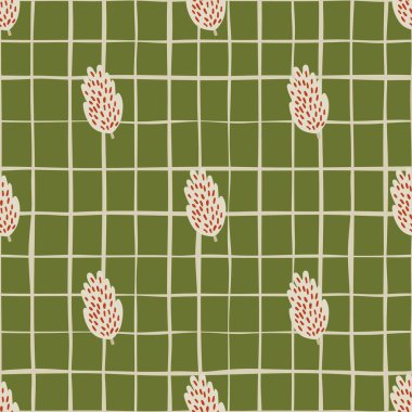 Sanatsal ağaç ve yaprak çizimi tekrarlanan bir desen içinde, moda ve ev dekorasyonu için ideal, doğa ve grafik unsurların yeni bir görünüm için harmanlanması.