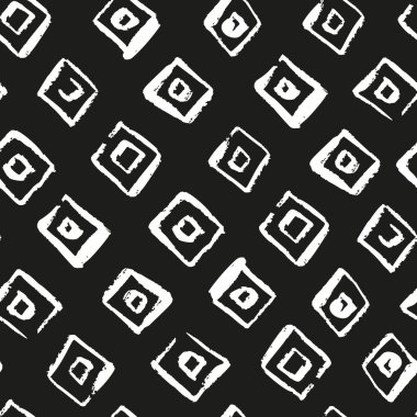 El çizimi siyah geometrik eşkenar dörtgen desen. Tek renkli mürekkep arkaplanı