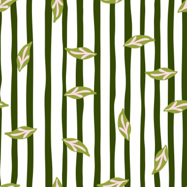 Canlı, pürüzsüz botanik çizimler, taze yapraklar, bahar ve yaz için organik hisler, kumaşlar ve ambalaj kağıtları..