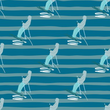 Kayakçıların beyaz bir zeminde, kayak yapmanın dinamik özünü yakalayan kusursuz bir şablon..