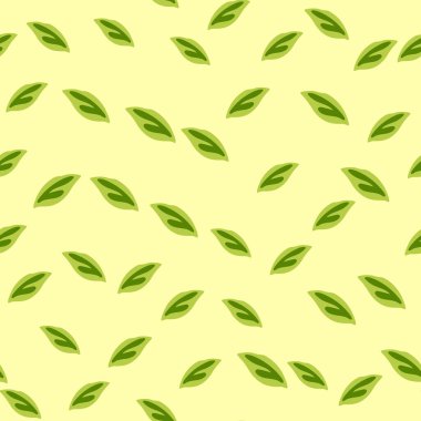 Yeşil yapraklı zarif vektör deseni. Yaz tekstil ürünleri, duvar kağıtları ve ambalaj kağıtları için idealdir. Sanat ve doğa harmanlama sanatı..