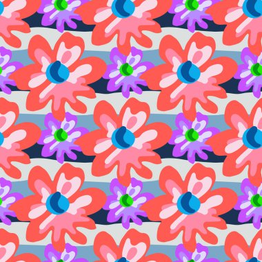 Canlı pembe çiçek deseni, simetrik ve görsel olarak memnun edici bir tasarım yaratıyor..