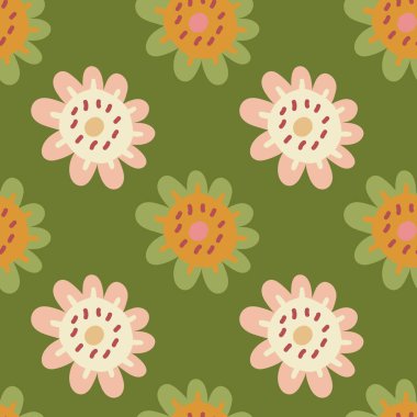 Kusursuz desenli, zarif ve renkli bir çiçek tasarımı. Kumaş baskıları ve doğa temalı arka planlar için ideal. Yaz otlaklarının özünü yakalamak..