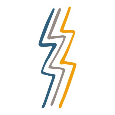 Mavi, Gri ve Sarı Minimalist Vektör Sanatında Soyut Zigzag Yıldırım Şekilleri.