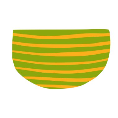 Minimalist Abstract Green and Yellow Shape with Horizontal Stripes.