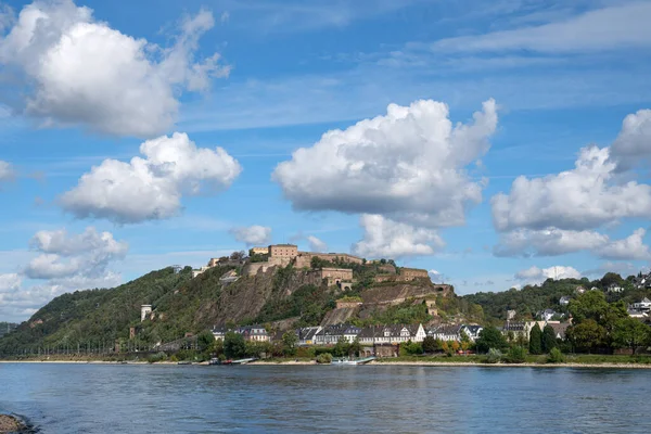 Koblenz Γερμανια Σεπτεμβρίου 2021 Πανοραμική Εικόνα Του Φρουρίου Ehrenbreitstein Κοντά — Φωτογραφία Αρχείου