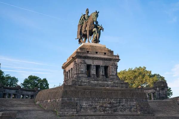 Koblenz Alemanha Outubro 2021 Estátua Imperador Alemão Guilherme Esquina Alemã — Fotografia de Stock