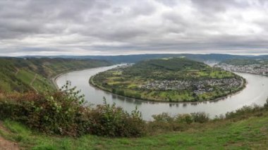 Boppard, Rhine Vadisi, Rhineland-Palatinate, Almanya yakınlarındaki Ren Nehri 'nin panoramik görüntüsü