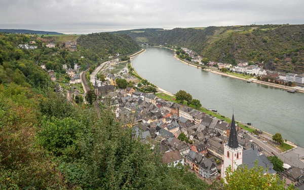 Panoramiczny Obraz Sankt Goar Pobliżu Renu Dolina Renu Niemcy — Zdjęcie stockowe