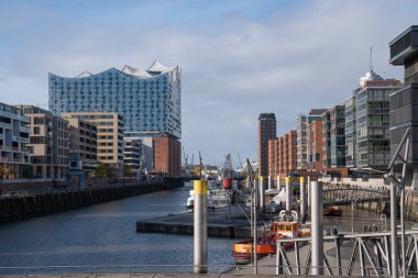 HAMBURG, GERMANY - OCTOBER 23, 2021: Famous philharmonic building in the harbor quarter of Hamburg on October 23, 2021 in Germany