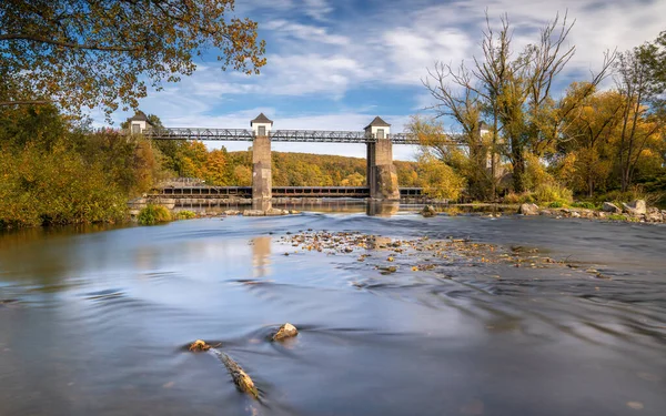 stock image Panoramic image of Ruhr weir close to Wickede during autumn, North Rhine Westphalia, Germany