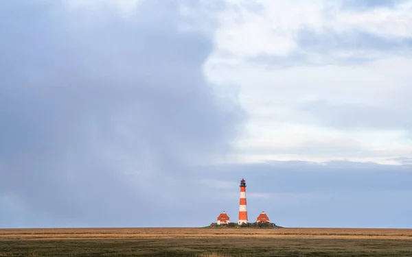 Immagine Panoramica Del Faro Westerhever Contro Cielo Frisia Settentrionale Germania — Foto Stock