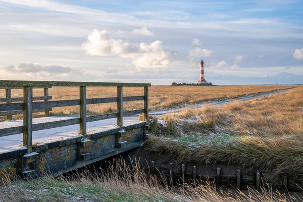 Stock image Panoramic image of Westerhever lighthouse against sky, North Frisia, Germany 